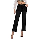 Myzellia Women's Straight Leg Petite Jeans High Waisted Stretchy Cropped Denim Ankle Pants