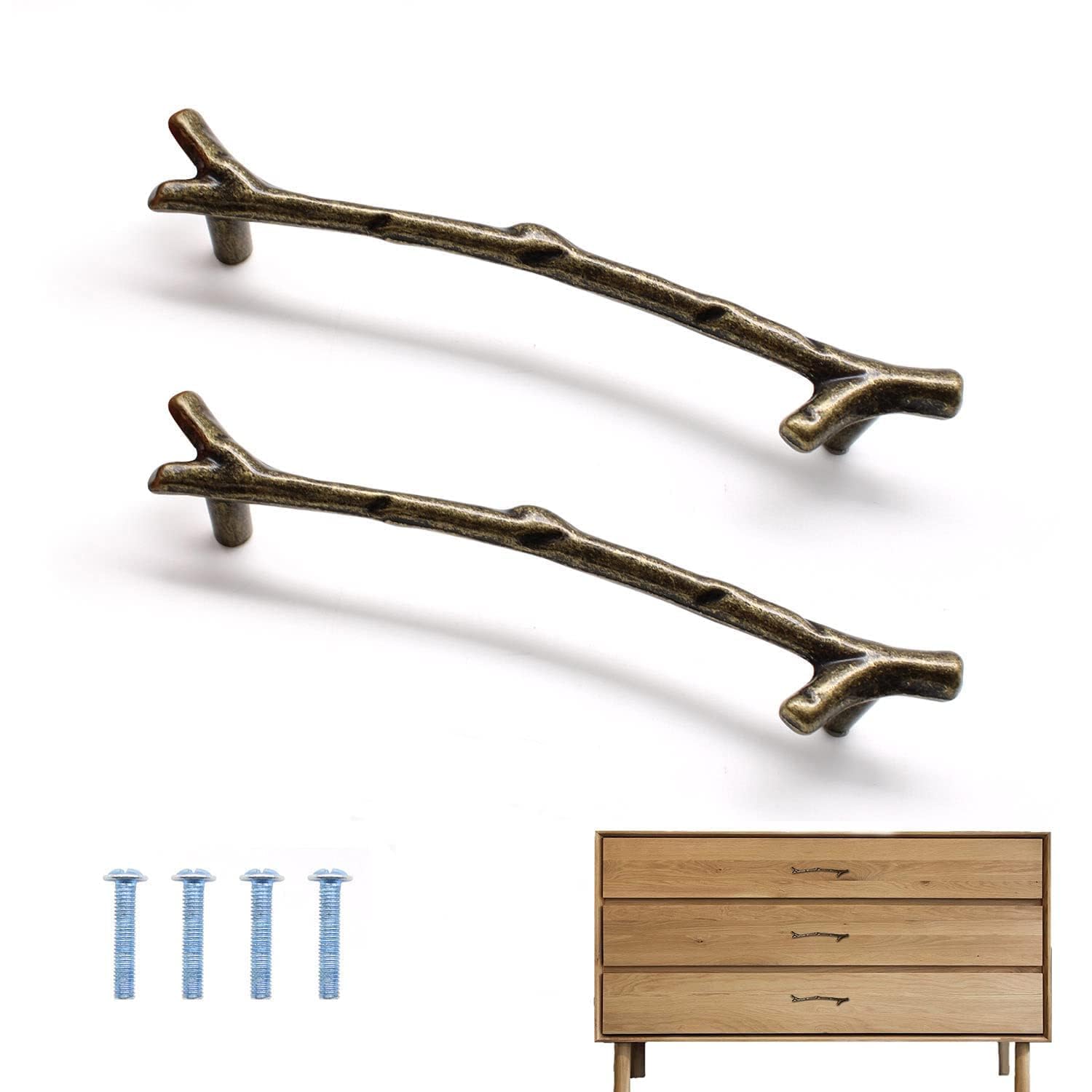 LERANXIN 2 Pcs Drawer Handles, Bronze Door Handles, Cupboard Handles Made of Professional Zinc Alloy, Door Handles are Suitable for Cabinets, Wardrobes, and Drawers