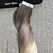 Full Shine Tape in Hair Extensions - 14 Inch Real Human Hair Color 3 Dark Brown and 8 Fading to 613 Bleach Blonde - 20 Pcs 50G Double Sided Extensions