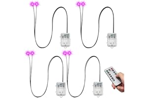 MAKEVIVI Halloween Glowing LED Skeleton Eyes with Remote – 8 Modes, Timer & Dimmable Brightness, DIY Light Up for Masks, Pumpkins, Tombstones and Props (Purple, 4 Pack, Batteries Not Included)