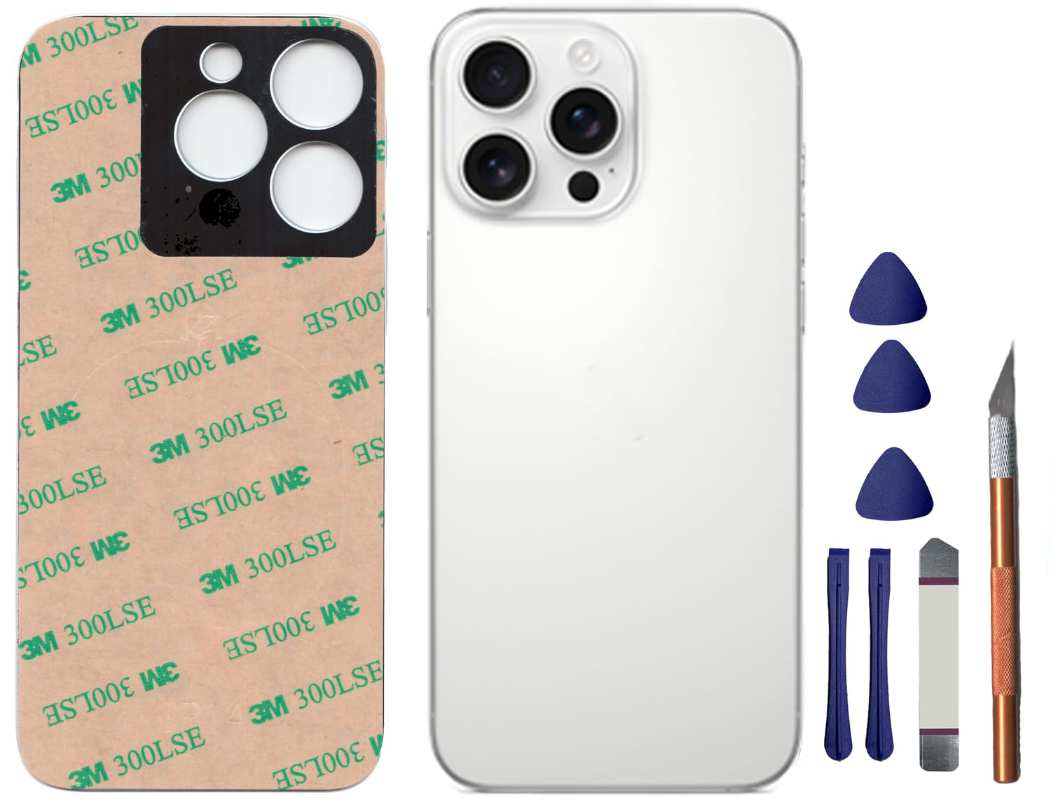 Mingxiong 14 Pro Max Back Glass Replacement for iPhone 14 Pro Max Rear Back Glass Panel Replacement with Pre-Installed Adhesive + Repairing Toolkit (Silver)