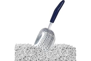 PERZOE Cat Litter Scoop, Stainless Steel Litter Box Tray Pan Sifter with Hanging Hole, Kitty Metal Scooper for Litter Box, Po