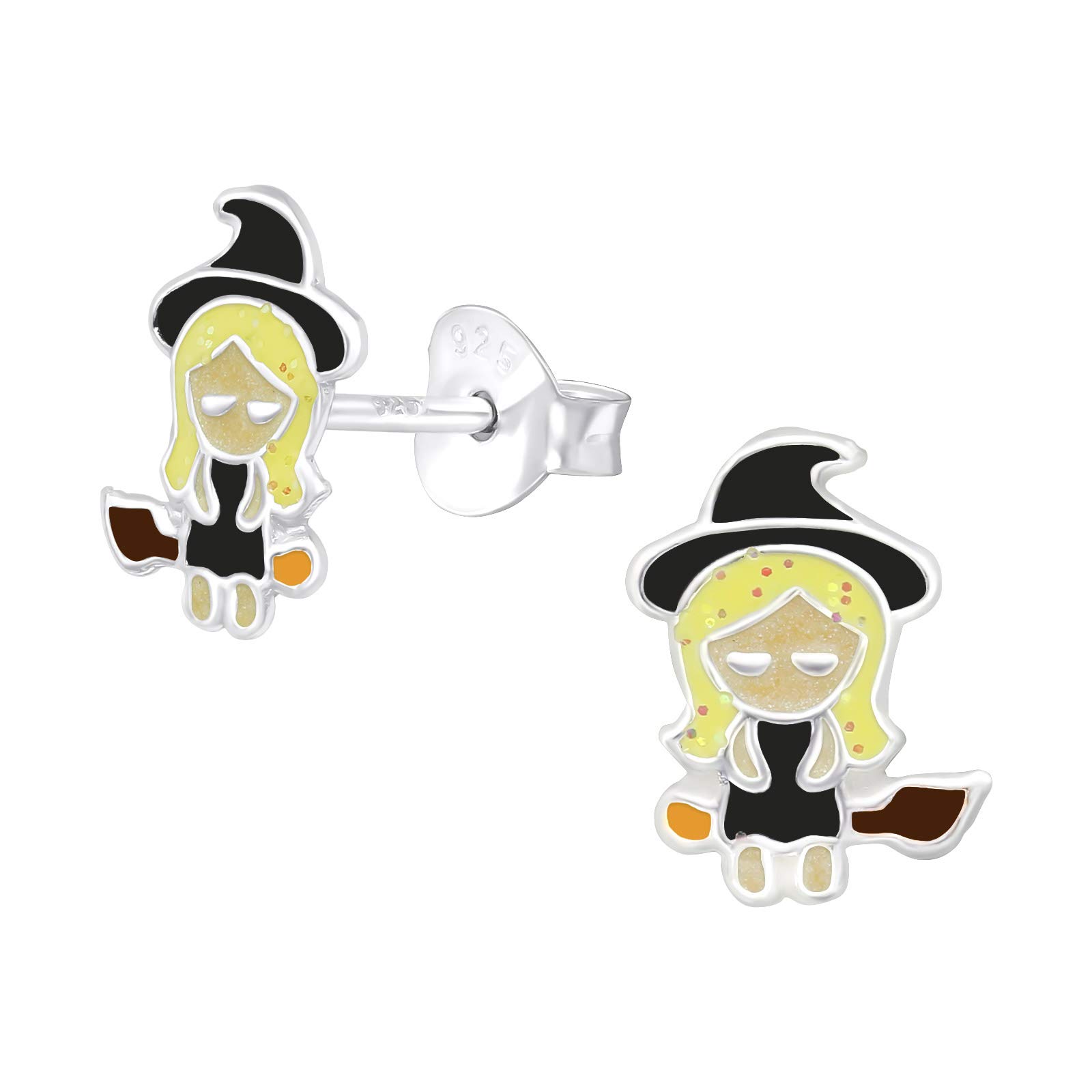 Halloween Witch Earrings .925 Sterling Silver