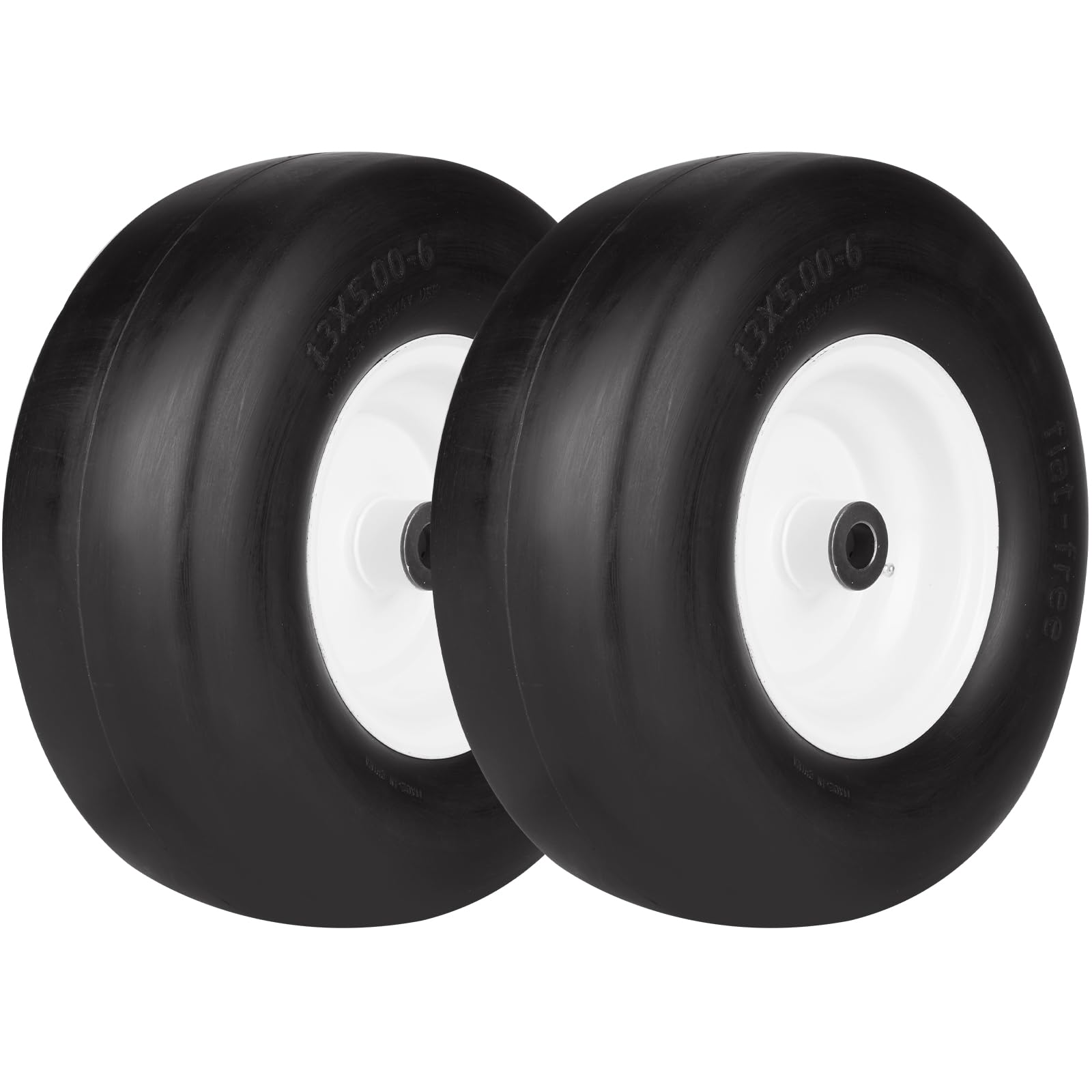 Photo 1 of 13x5.00-6 ILONPA 2PCS Flat Free Smooth Tire w/Steel Wheel Fits Deck 36"-46" Residential Riding Lawn Mower & Garden Tractor- Hub 3.25"-5.9" (Adjustable via Spacers), Bore ID 3/4" 135006