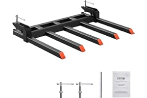 VEVOR Clamp on Debris Forks to 48" Bucket, 2600 lbs Capacity Heavy Duty Clamp on Pallet Forks Bucket Attachments, Fit for Loader Bucket Skidsteer Tractor to Clean up Fallen Limbs Debris or Yard Wwaste