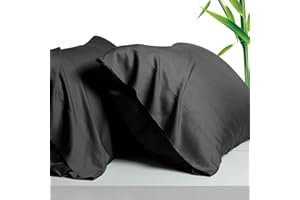 STWIENER Breathable Bamboo Pillowcases Queen Size Set of 2-Pack for Hot Sleepers and Night Sweats- Softness and Cooling Pillow Cases-Envelope Closure （Black -20 x 30 Inches）