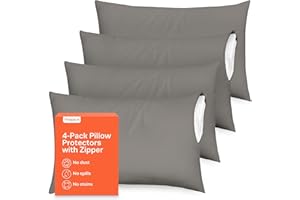 Niagara Cozy Brushed Microfiber Grey 4 Pack Pillow Cases Protectors Zip Queen 20x30 Inches Brushed Dark Gray Extreme Soft Coo