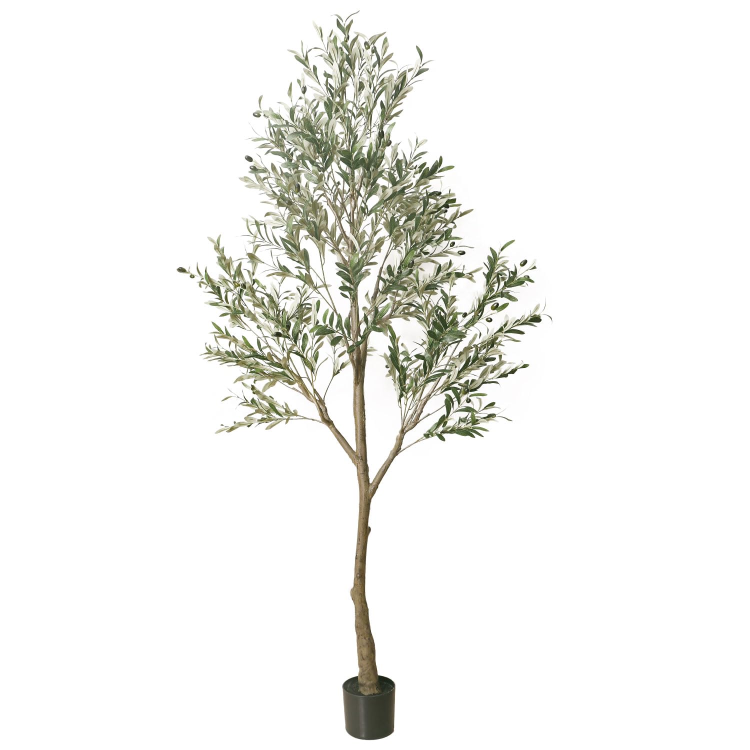 Photo 1 of Phimos Artificial Olive Tree Tall Fake Potted Olive Silk Tree with Planter Large Faux Olive Branches and Fruits Artificial Tree for Modern Home Office Living Room Floor Decor Indoor (6FT)