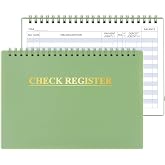 Checkbook Register, Check Registers for Personal, Wide Edition 8.4"x6.1" | Spiral Financial Ledger for Debit Card &amp; Personal Bank Checks Order Online, Large Print for Seniors, Ideal Gift, Green