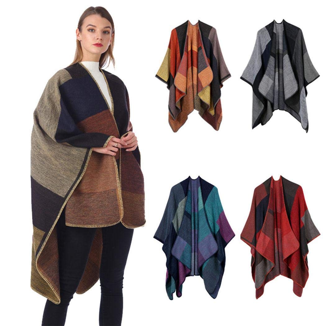 XioNiu Women Fashion Patchwork Loose Winter Warm Wraps Cloak Shawl Cold Weather Scarves & Wraps