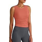 G4Free Skimetic Workout Tank Tops for Women Side Ruched Sleeveless High Neck Crop Top Summer Athletic Gym Shirts