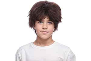 WAVELNM Kids Short Brown Wig Boys Brown Wigs Short Straight Wig for Boys Child Daily Halloween Costume Synthetic Wigs