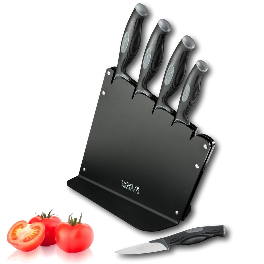 Sabatier Professional L’Expertise 6pc Revolving Knife Block Set – Chrome Molybdenum Stainless Steel, Finely Ground Razor-Sharp Blades, Ergonomic Soft Grip Handles.