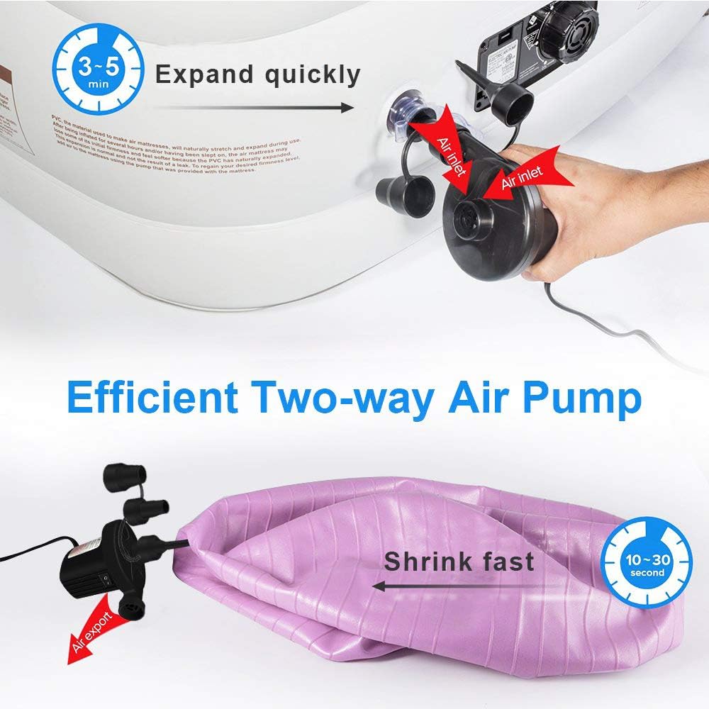 Electric Air Pump,Portable Air Pump for Air Mattress,Quick-Fill Air Pump with 3 Nozzles Perfect Inflator Deflator Air Pumps for Outdoor Camping,Swimming Ring: Sports & Outdoors