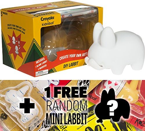White Labbit: ~5" Kidrobot Happy Labbit x Crayola DIY Vinyl Figure w/ Washable Pens + 1 FREE Official Labbit Mini-Figure Bundle