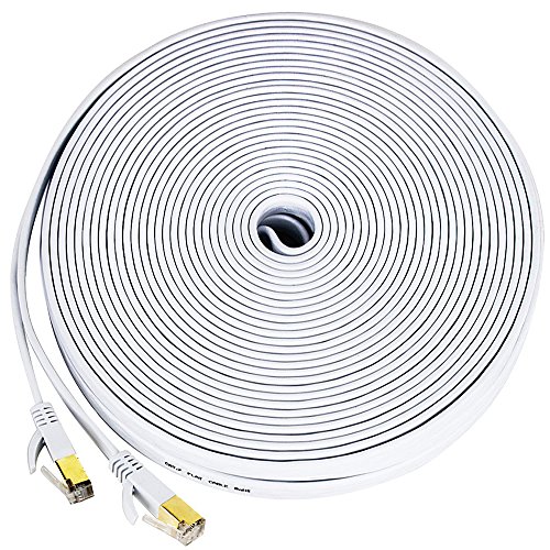 Cat 7 ethernet cable, [100 Feet] Wireless Outdoor Networking Patch cable with clips,Supports Cat6/Cat6a/Cat5 with Gold Plated RJ45 Connectors for Gaming,MAC,Desktop,ADSL,LAN-White(30 Meters)