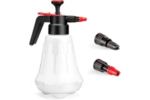Rimberry 0.5 Gollon Foam Pump Sprayer, 2 Liter Car Wash Foam Sprayer, Pump Foaming Sprayer, Hand Pressurized Soap Sprayer with Two Adjustable Nozzle for Car Detailing, Garden Watering, Weeds Spraying