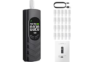Proster Dual-Sensor Portable Breathalyzer with Voice Prompts & 20 Mouthpieces - Rechargeable Digital Alcohol Tester Professio
