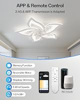 YUNLONG Smart Ceiling Fan with Lights Alexa Google Assistant Remote 6 Speed view 5