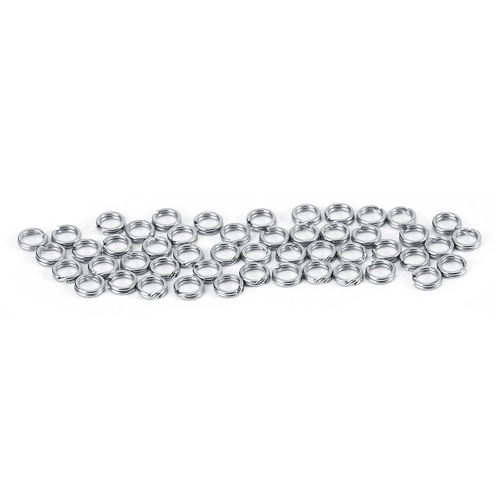 Fishing Split Rings, 100pcs Stainless Steel Size 7 for Lures and Leaders, Heavy Duty Saltwater Freshwater Fishing Tackle Accessories