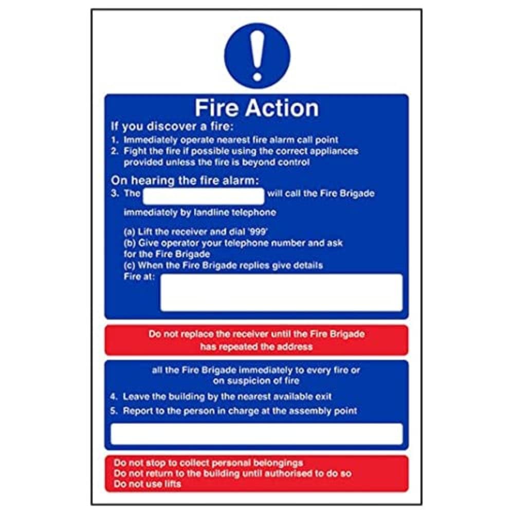 V Safety Eco Friendly Fire Action - General Fire Action Suspicious Fire - 150 x 200 mm Safety Sign