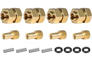 POWMOK SCX24 Brass Wheel hex Hub Extenders 4pcs 8mm(+4mm) with Nuts 1.0 Wheel Rims Adapter for 1/24 RC Crawler SCX24 Bronco C10 Gladiator AX24 SCX24 Upgrades Accessories (SCX24 Brass Wheel hex Hub 8mm)
