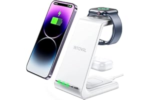 Intoval Wireless Charging Station, 3 in 1 Charger for Apple iPhone/iWatch/Airpods,iPhone15 14,13,12,11 (Pro,Pro Max)/XS/XR/XS,iWatch9/8/Ultra2-1/7/6/SE/5/4/3/2,Airpods Pro2/Pro1/3 (A3,White)