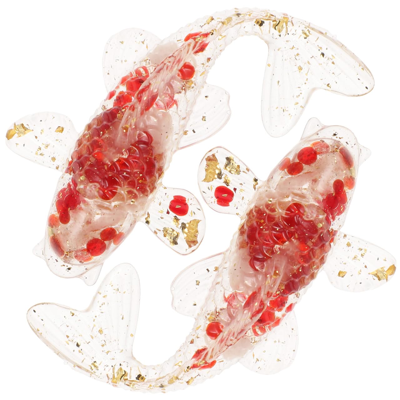 SAFIGLE 2pcs Crystal Koi Fish Ornament: Japanese Lucky Fish Statue for Home Decoration, Living Room Ornaments, Aquarium Decorations, Desk Decor - Goldfish Koi Model Red Glass Carp with Gold Foil