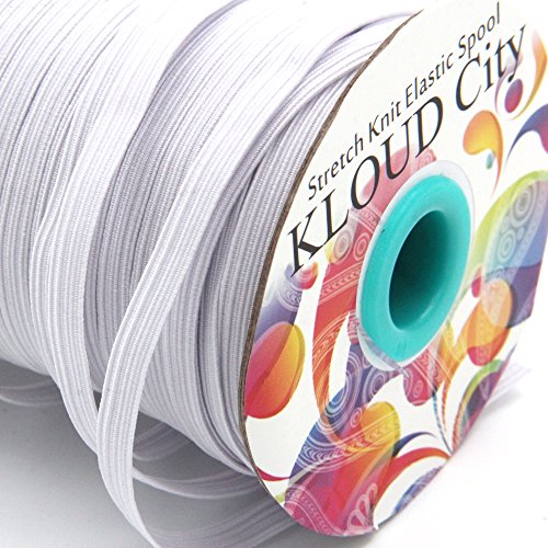 KLOUD City White 70-Yards Length 1/4" Width Braided Elastic Cord, Elastic Band, Elastic Rope, Bungee, Black Heavy Stretch Knit Elastic Spool - Thumbnail 5