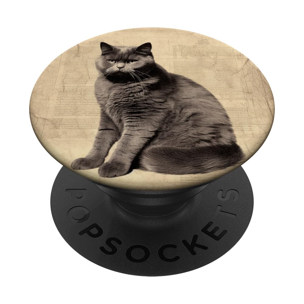 British Shorthair Cat Lover Vintage British Shorthair Cat PopSockets Swappable PopGrip