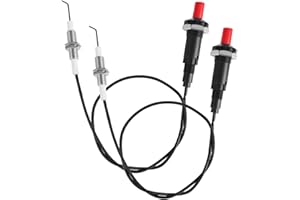 BTFO Piezo Igniter with Spark Ignition, Metal Propane Push Button Threaded Electrode Grill Igniter Fire Pit Lighter Replacement for Gas Fireplace Oven Heater BBQ Torch Kitchen Outdoor Practical Accessories