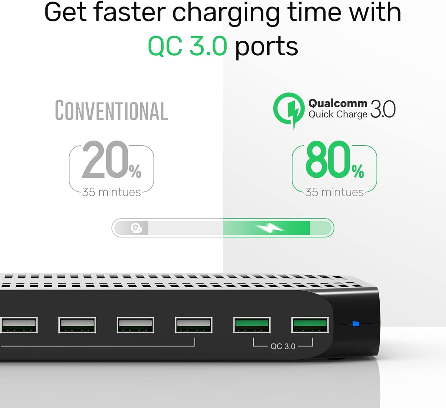 Alxum USB Charging Station 10 Port with 2 QC 3.0, Multi Fast Charging Dock Station for Multiple Devices, Organizer Stand with Detachable Dividers for Cell Phones, Tablets, and Other Electronics, Black