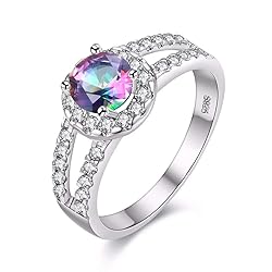 Uloveido Rhodium Plate Multi Color CZ Crystal Ring