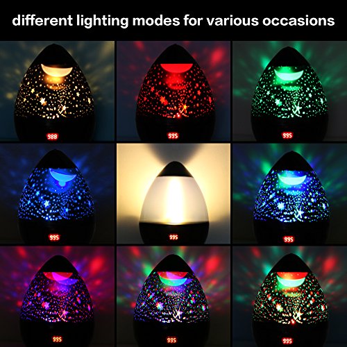 Star Sky Night Light, 360-Degree Rotating Star Projector, LBell Newest 8 Light Colors Romantic Room Cosmos Lamp with LED Timer Auto-Shut Desk Lamp for Kids Baby Bedroom, Christmas Gift(Black)