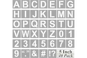 REOLAN Alphabet Letter and Number Stencils 5 Inch - 40 Pack Large Letters and Numbers Stencil Templates with Signs for Painting on Wood, Reusable Number Letter Stencils for Chalkboard Signs & Wood Wall Art