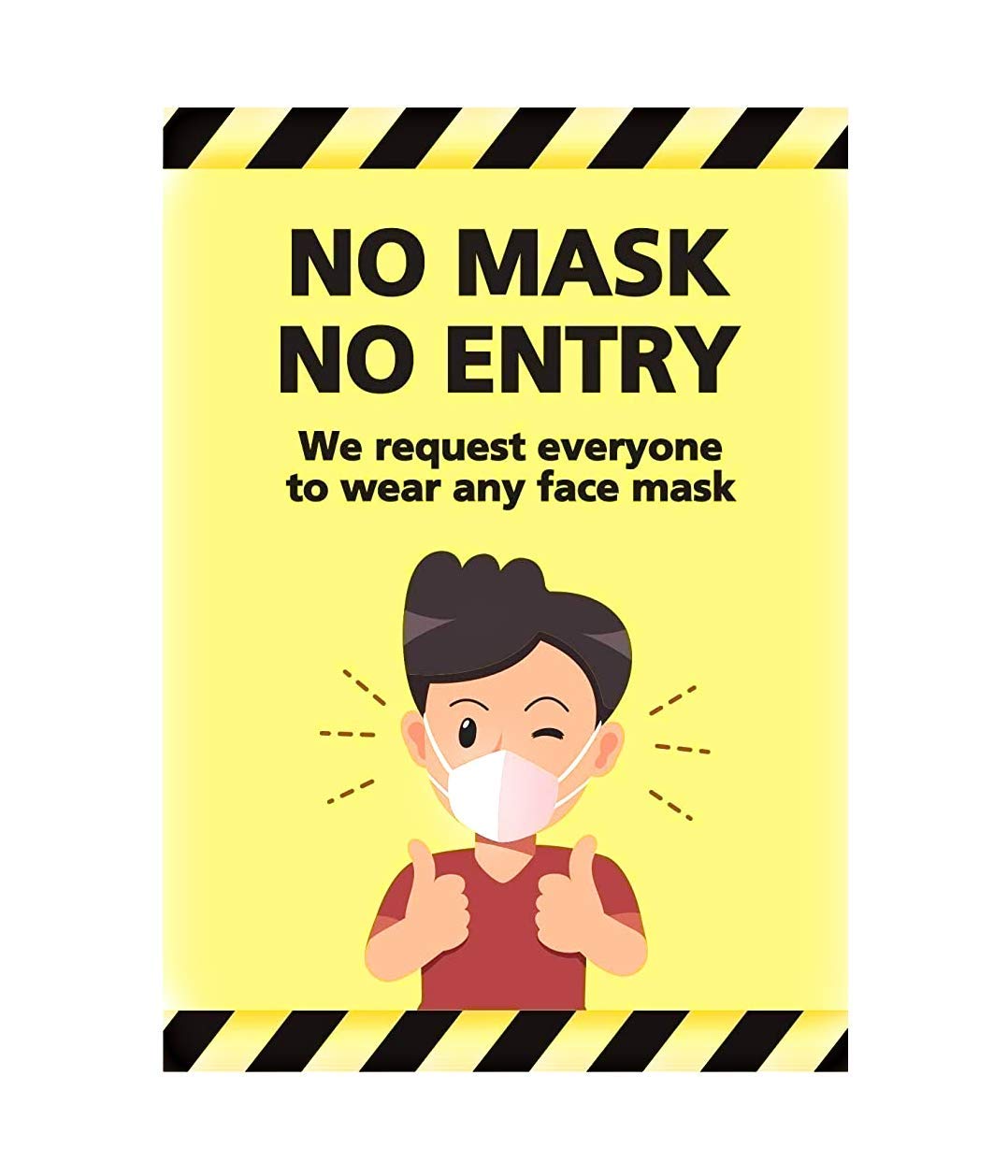 No Mask No Entry, Social Distancing Sign Notice Warning for Shop, Business, House. Heavy Duty Rigid Vynil Stickers A4 Size