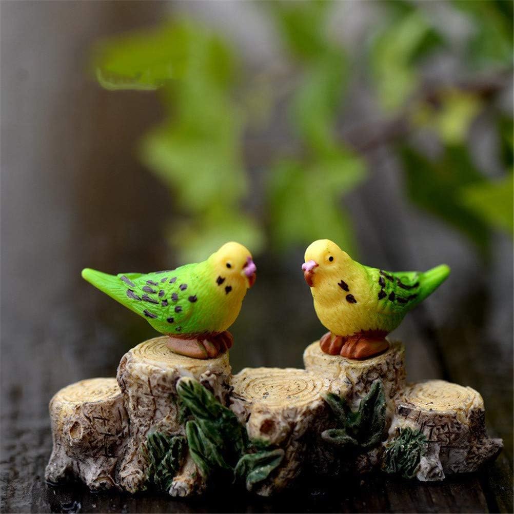 BESTIM INCUK Miniature Fairy Garden Accessores Ornaments, 1 Pair Cute Resin Mini Parrot for DIY Miniature Garden, Terrarium, Dollhouse, Home Decoration