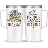 SANDJEST Grandma Tumbler with Handle 20oz Stainless Steel Insulated Tumblers Coffee Travel Mug Nana Cup Gift for Grandmother Grandmom Mimi Grandmas from Grandkids