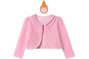 SMILING PINKER Little Girls' Long Sleeve Lace Bolero Cardigan Shrug