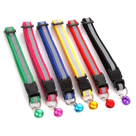 Xinlie Halsband Katzen Sicherheitsverschluss Reflektierendes Katzenhalsband, mit Glöckchen, Schnallenverschluss, Verstellbar 