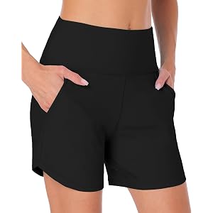 Runhit Women's 3''/5''/7''/9'' High Waisted Swim Board Shorts with Pockets Liner Quick Dry Beach Bathing Swimsuit Bottoms