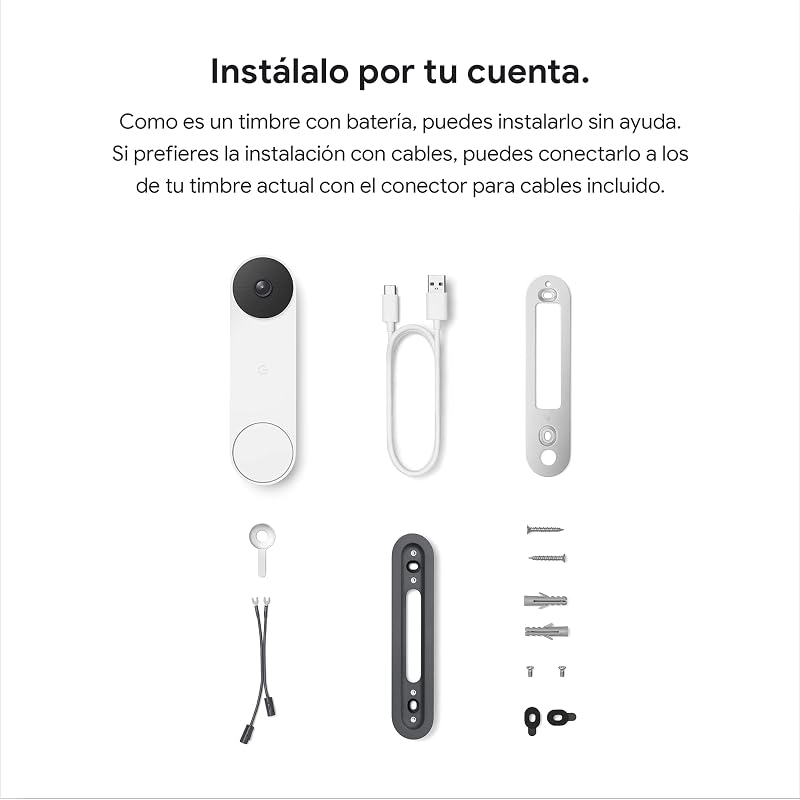 Campainha google nest – campainha com vídeo sem fio, neve, 960p, somente movimento