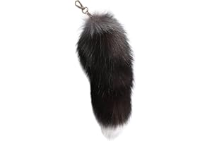 Emivery Real Fur Fox Tail Keychain Soft Fluffy Animal Tail Bag Keychain Handbag Hook Pendant Hanging Keyring Gift