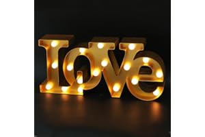 Bright Zeal 16" x 7" Large Love Sign Light Wall Art for Bedroom (Gold) - LED Marquee Letters Lights Love Tabletop Sign - Love Light up Valentines Day - Wedding Decoration for Reception Table and Wall