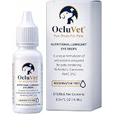 OcluVet Pet Eye Drops for Dogs &amp; Cats, 2% NAC, 16 mL | Preservative-free antioxidant formula with 2% N-Acetyl-L-Carnosine supports eye comfort and clarity; Made in USA
