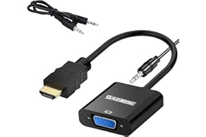 HDMI to VGA with 3.5mm Audio Port,shuomeng HDMI to VGA Adapter (Male to Female) 1080P for Computer, Desktop, Laptop, PC, Moni