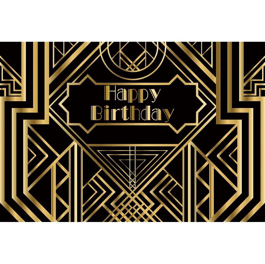 Renaiss 10x6.5ft Birthday Backdrop for Man Grand Black And Gold Photography Background Birthday Party Decoration Kids Boys Portrait Vinyl Photo Studio Props
