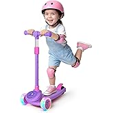 Nattork Kids Scooter for Boys Girls with Light Up Wheels, 3 Adjustable Height Handlebars, Lean-to-Steer Technology, Widen Anti-Slip Deck, 3 Wheel Scooter for kid ages 3-8, Support Riders Up to 110 LBS