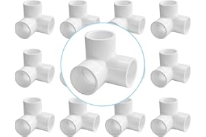 LESSO AMERICA LESSO 12 Pack 3/4“ Tee PVC Fitting 3 Way Elbow Connector, Furniture Grade 90 Degree Elbow Side Outlet, PVC Corner Fittings for Building Furniture Greenhouse Shed Pipe Fittings Tent Connection