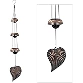 Three Cooper Leaf Temple Wind Chime,Wind Chimes with 3 Bells, Feng Shui Wind Chimes for Home Yard Outdoor Decoration, A Great Memorial Wind Chime for Someone Who Loves Peace